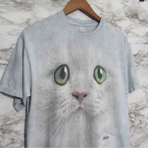 The Mountain Tie Dye Green Eyed Cat Tee Shirt Size Medium